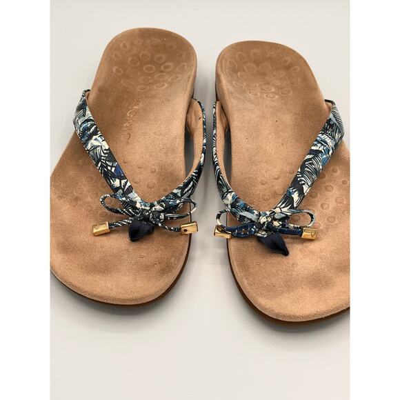 Vionic Bella Blue Palm Toe-Post Sandal Flip Flop - Size 10 Orthotic Arch Support - Picture 3 of 9